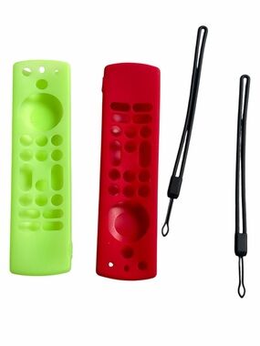 Universal Silicone Remote Covers with Wrist Straps - Red & Lime Green